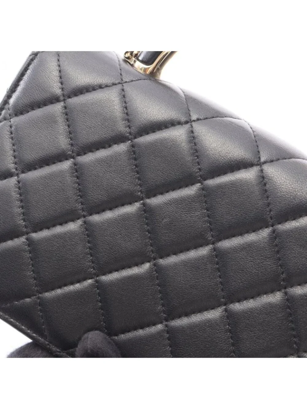 Chanel Shoulder Bag Quilted Top Handle 2-Way Black Lambskin Chain Wallet